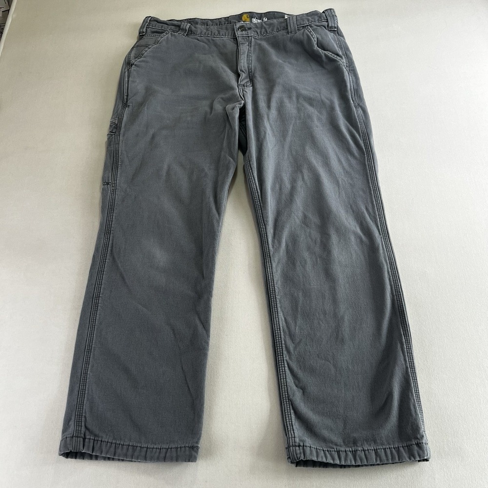 Men's Carhartt Flannel Lined Gray Relaxed Fit  Pants Size 38x30 Insulated